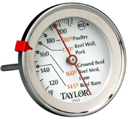 NEW TAYLOR 5939N CLASSIC STAINLESS MEAT THERMOMETER EASY READ DIAL  ADJUSTABLE